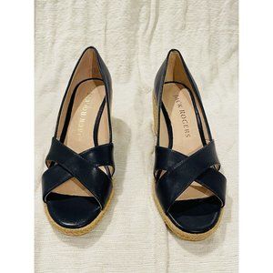 Jack Rogers Navy Leather Wedges - Size 6